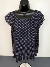 Loft Womens Top Blouse Size Medium Abstract Print Flutter Sleeve Business Casual