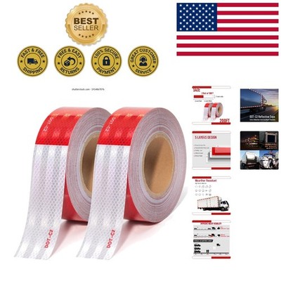 Reflective and Waterproof DOT-C2 Tape 2'' x 200FT - Ideal for Trailers & Trucks