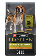 Purina Pro Plan Weight Management Dog Food, Shredded Blend Chicken  Rice, 34 lb