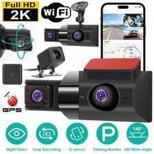 2K Car DVR 3 Channel Dash Cam Camcorder Camera Recorder With 140 Angle