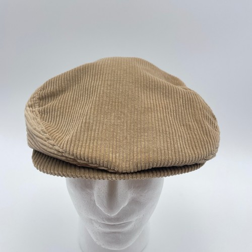 Vintage Newsboy Hat Cap Fitted XL Tan Corduroy Snap Front Cabbie Golf - Picture 2 of 8