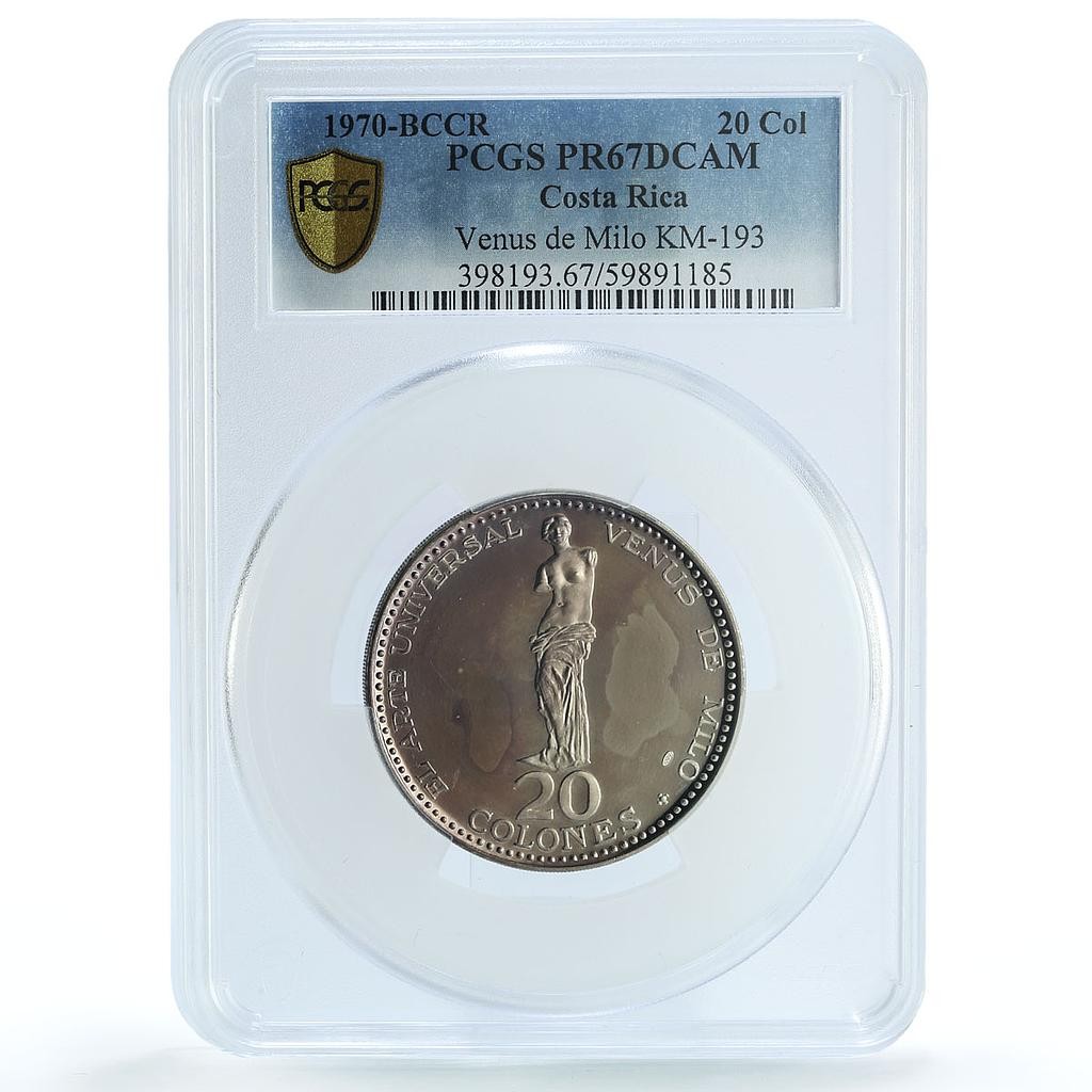 Costa Rica 20 colones Venus de Milo KM-193 Statue Art PR67 PCGS