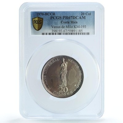 ponpon332です、コスタリカ 20コロン 銀貨 1970年 Costa Rica 20 colones Venus de Milo KM-193 Statue Art PR67 PCGS