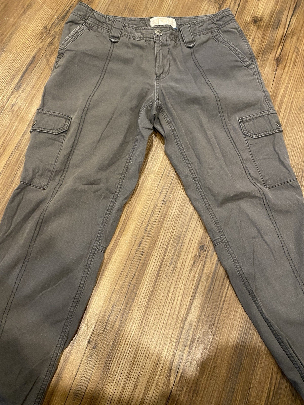 VINTAGE Eddie Bauer Gray Ripstop Fleece Lined Cargo Hiking Pants Sz 6 Petite image 2