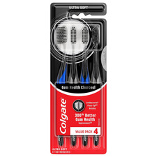 Gum Health Charcoal Toothbrush with Ultra Soft Floss Tip Bristles, Extra Soft fo