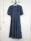 M&S Blue Short Sleeve Belted Midi Denim Dress Size UK 12