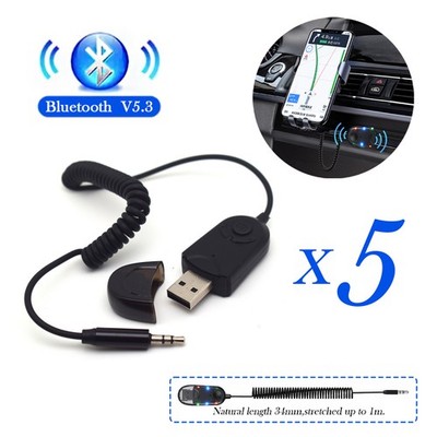 5x 3.5mm AUX Bluetooth 5.3 Receiver w/TF Card Play Wireless Adapter for Car/Home