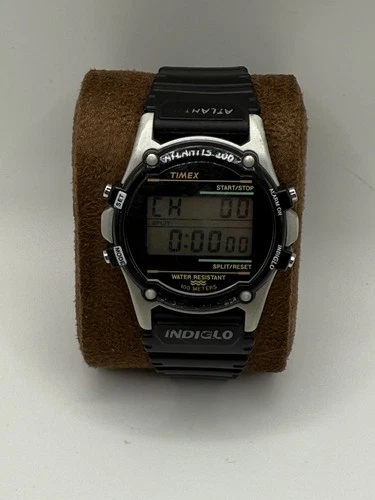 Vintage Timex Atlantis 100 Digital Watch Mens 40mm INDIGLO Used