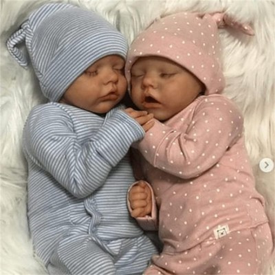 Reborn Twins Girls, 18 Inch Lifelike Reborn Baby Dolls Silicone Full Body Realis