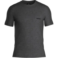 HUGO BOSS Shirt Mens Medium Gray Pullover Crew Wool Lyocell Blend Logo T-Shirt