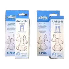 Lot of 2 Dr. Brown’s Original Level 2 (3m+) Nipple - 6 Count Brand New 