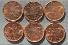Canada 1 Cent Lot (6) 2006 To 2011 Copper (Bronze) Pennies C12