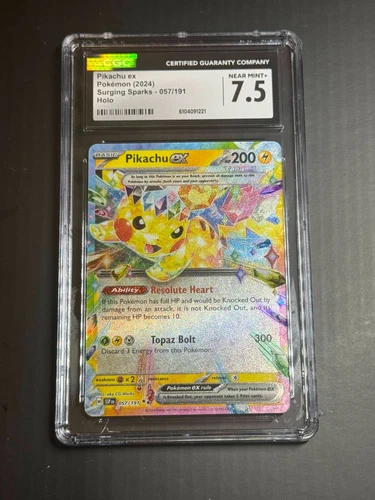Pikachu ex 057/191 Surging Sparks Holo CGC 7.5 NM+ Pokemon Card 2024