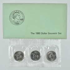 1980 P+D+S Susan B Anthony Uncirculated Coin Set w/ Envelope
