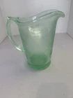 US Glass Strawberry Green Large 7 3/4” Water Pitcher Uranium Depression Glass