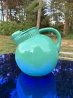 Anchor Hocking RAINBOW 80 oz Ball Jug Pitcher Green Jade Jadite Fire King RARE