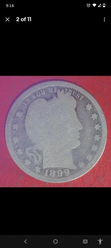 key date 1899 Barber quarter Dollar Silver 25c