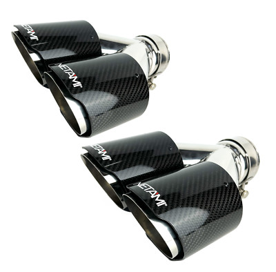 NETAMI GLOSS QUAD CARBON FIBER EXHAUST TIPS DOUBLE LAYERS  POLISHED  A PAIR