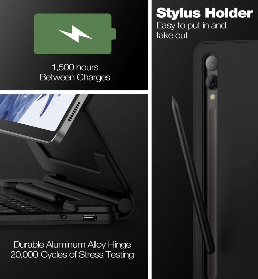 DEXNOR for Samsung Galaxy Tab S10+ Plus/S9+/S9 FE+/S8+/S7+/S7 FE Keyboard Case - Image 4 of 4