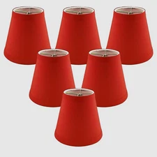 Set of 6 Royal Designs CS-1002-5RD Red Clip On Empire Chandelier Lamp Shade- NEW