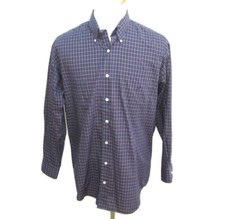 NAUTICA Men's Size 16 32/33 Blue Plaid Long Sleeve Button Front Shirt Non-Iron