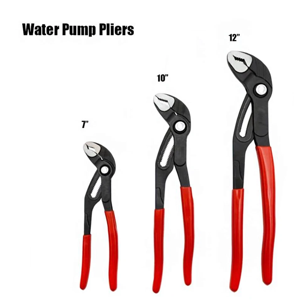 RIMOODY 3-tlg Profi Wasserpumpenzange Set 175mm & 240mm & 300mm aus Cr-V Stahl Rohrzange