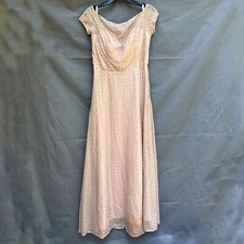 Mori Lee Bridesmaid 21652 Size 12 Gold Sequin Maxi Gown Dress Illusion Neckline