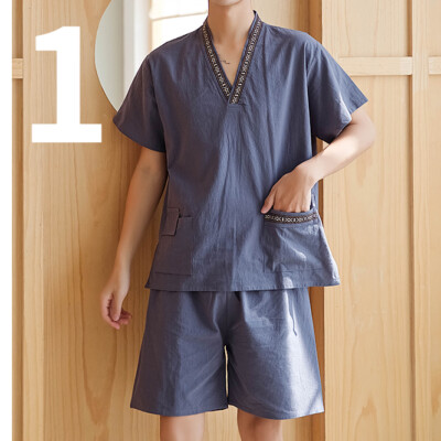 Set Men Short Sleeve Shirt and Shorts Loungewear For Sauna Room Bath Home  Kit
