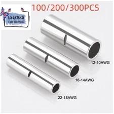 100/300x Copper Bare Wire Splice Connectors Terminals Uninsulated Ferrules Crimp