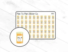 1083~ Medication Prescription/Refill Reminder Planner Stickers. 