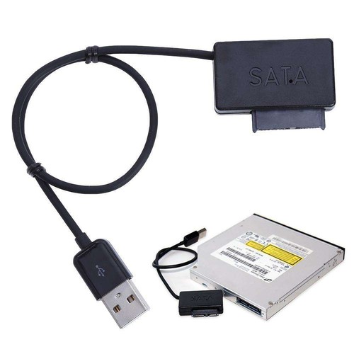 USB 2.0 auf Slimline SATA 7+6 13 Pin Laptop CD DVD ROM Optisches Laufwerk Adapterkabel - Bild 1 von 10