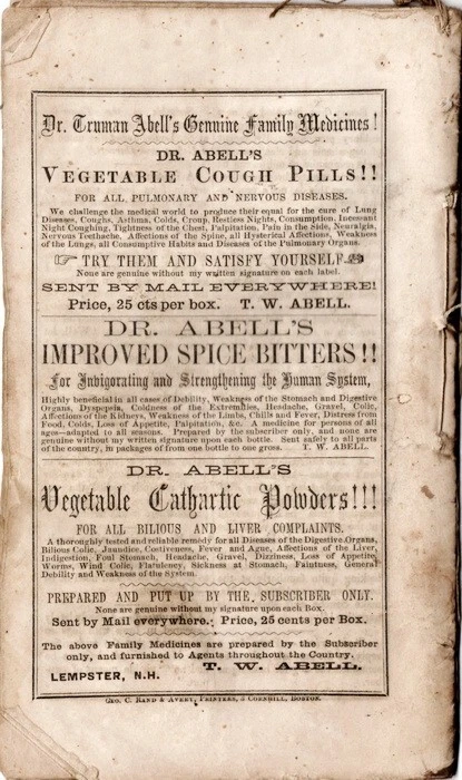 1859 Abell's Old Farmer's Almanac, T. W. Abell, Dr T. Abell's Family Medicine - Image 2 of 2