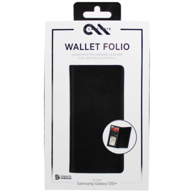 Case-Mate Leather Folio Wallet Cover For Samsung Galaxy S10 Plus - Black