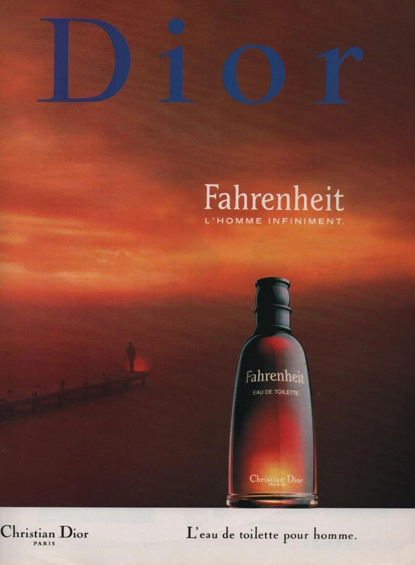 Publicité papier Parfum. Perfume ad. Dior Fahrenheit 1994 France 