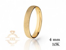 10K Yellow Gold 4mm LOW DOME Wedding Band Ring - Comfort Fit MATTE Brushed New