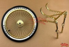 VINTAGE 20" CAGE SQUARE TWISTED GOLD CONTINENTAL KIT 72 SPOKE LOWRIDER SPARE RIM