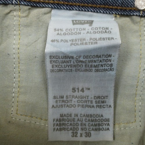 Levis 514 32x31 Mens Slim Fit Straight Leg Blue Jeans Rare Custom Pockets Denim - Picture 4 of 10
