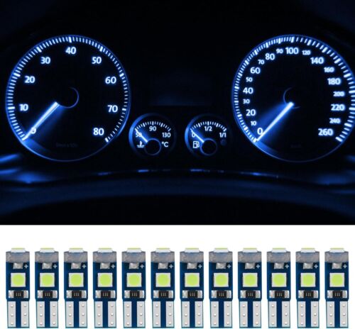 12PCS T5 LED Bulbs, 74 37 2721 PC37 Bulb Dash Light, Bright Ice blue