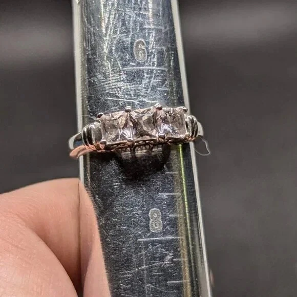 Anillo Morganita Oro Blanco 14k Corte Princesa Talla 7 De Colección Foto 2 de 4