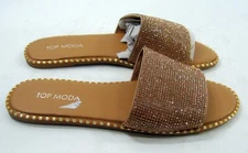 new TOP MODA  Slip On   GOLD  OPEN TOE   Sandals women Size 6.5