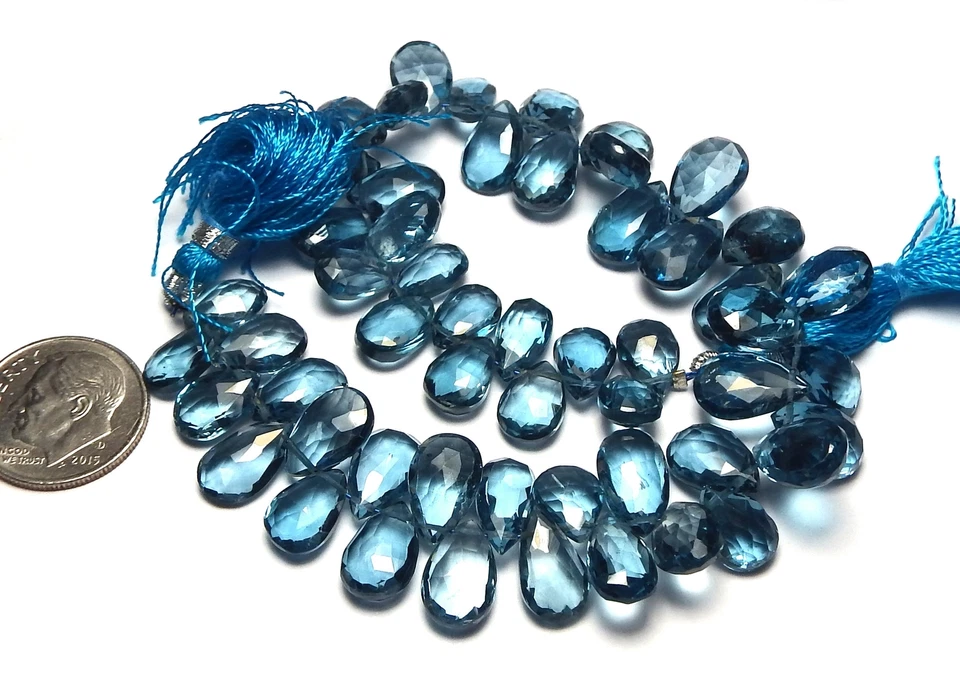 Cuentas lágrima facetadas 8" hilo LONDRES TOPACIO AZUL 8-11mm AAA/t9 Foto 2 de 2