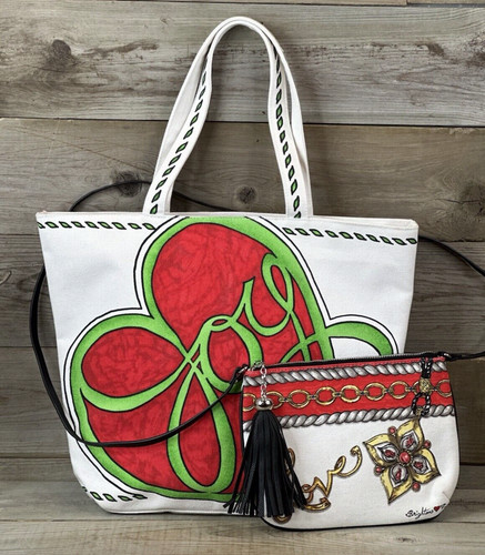 Brighton Joy Love Peace Dove Holiday Tote & Jewels Love Pouch Crossbody Bundle