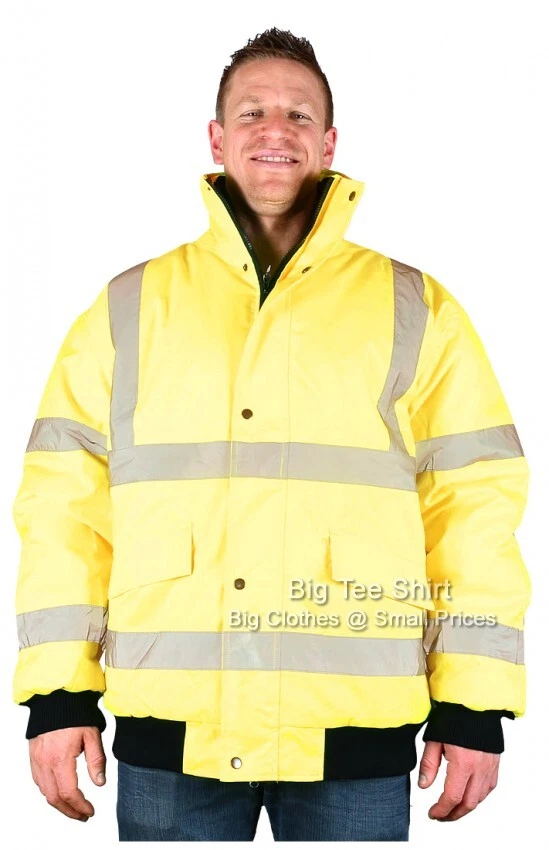Big Mens Yellow Brooklyn Marshall Hi Vis Jacket Coat 2XL 3XL 4XL 5XL