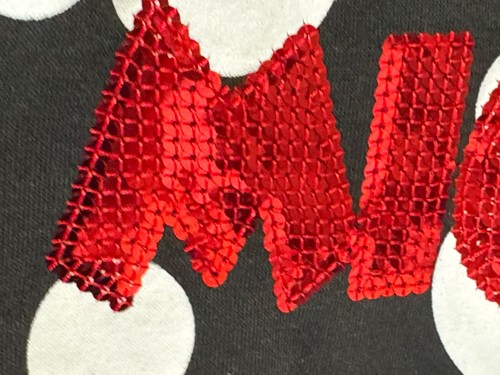 Disney Sweatshirt Girls Size Medium 7 to 9 Red Sequin Mickey Mouse Black White - Picture 2 of 7