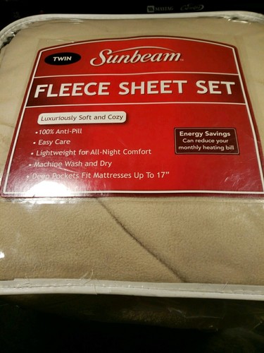 Sunbeam Twin Fleece Sheet Set 3 Piece Champagne Brand New - Picture 3 of 5