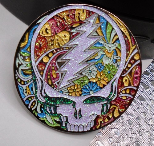 Large Glitter Grateful Dead Steal Your Face Dancing Bear Jerry Bear enamel pin - Picture 5 of 6