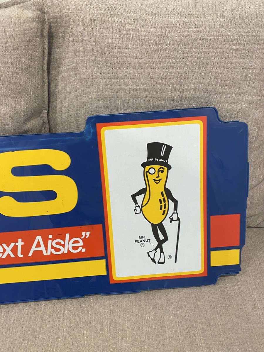 VINTAGE 1989 PLANTERS NUTS SIGN MR PEANUT STORE DISPLAY HEADER ALL