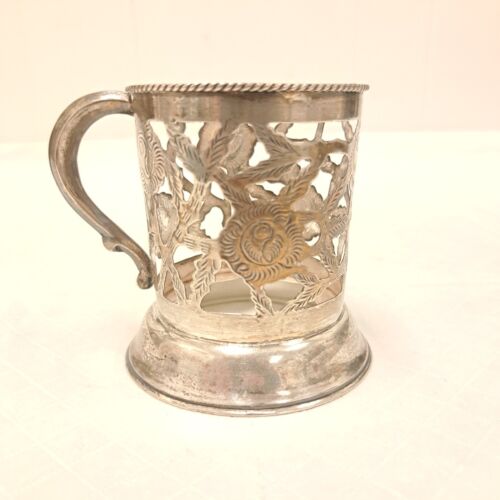 Vintage MEXICO 925 STERLING SILVER Cup HOLDER Pierced