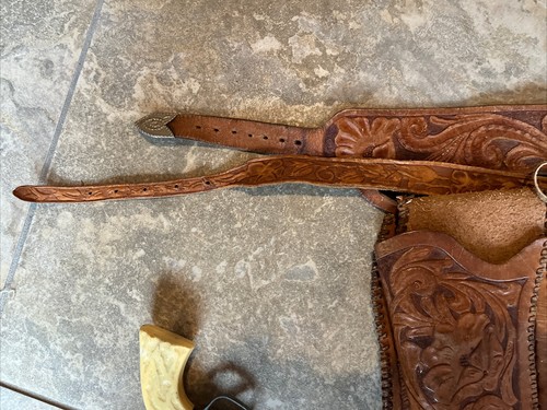 Vintage leather childs toy holster tooled leather JOHN - Picture 4 of 9