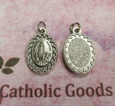 Our Lady of Fatima - Protect Me - Fancy Italian Silver Tone  OX 1 inch Medal 